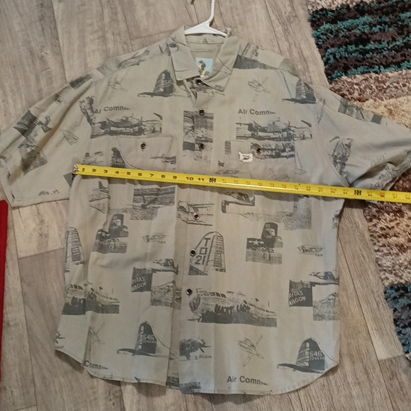 Mens Shirt Collared button up short sleeve Sz XL tan TEST PILOT Airplane print - Picture 5 of 13